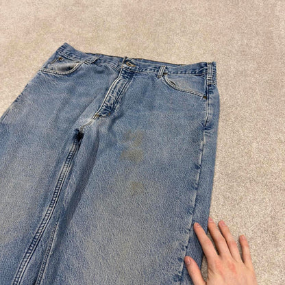 Baggy Y2K vintage Carhartt jeans blue Loose fleece lined denim skate style work pants