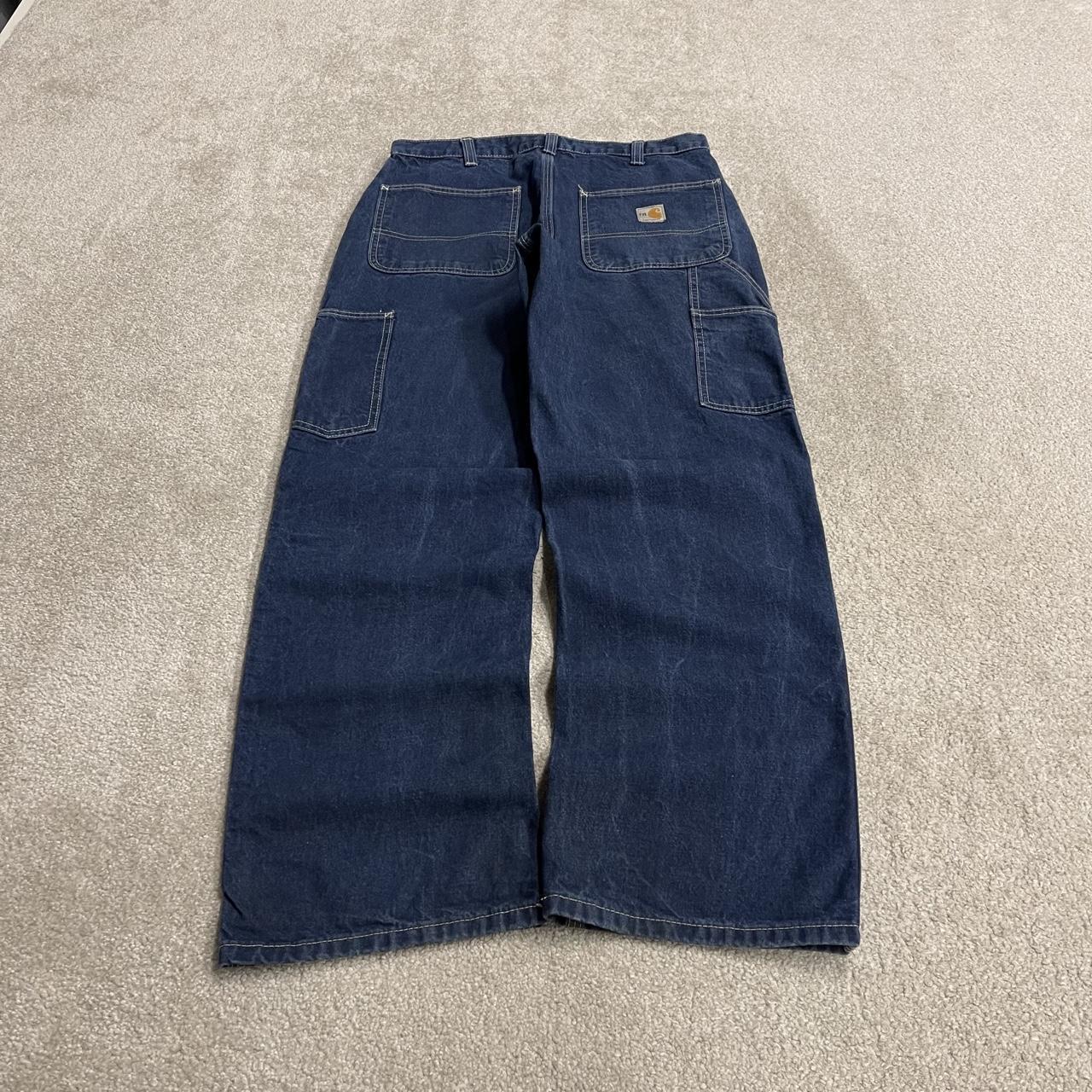 Carhartt cargo jeans blue denim carpenter W32L32 Loose thick 100% cotton denim workwear skate pants