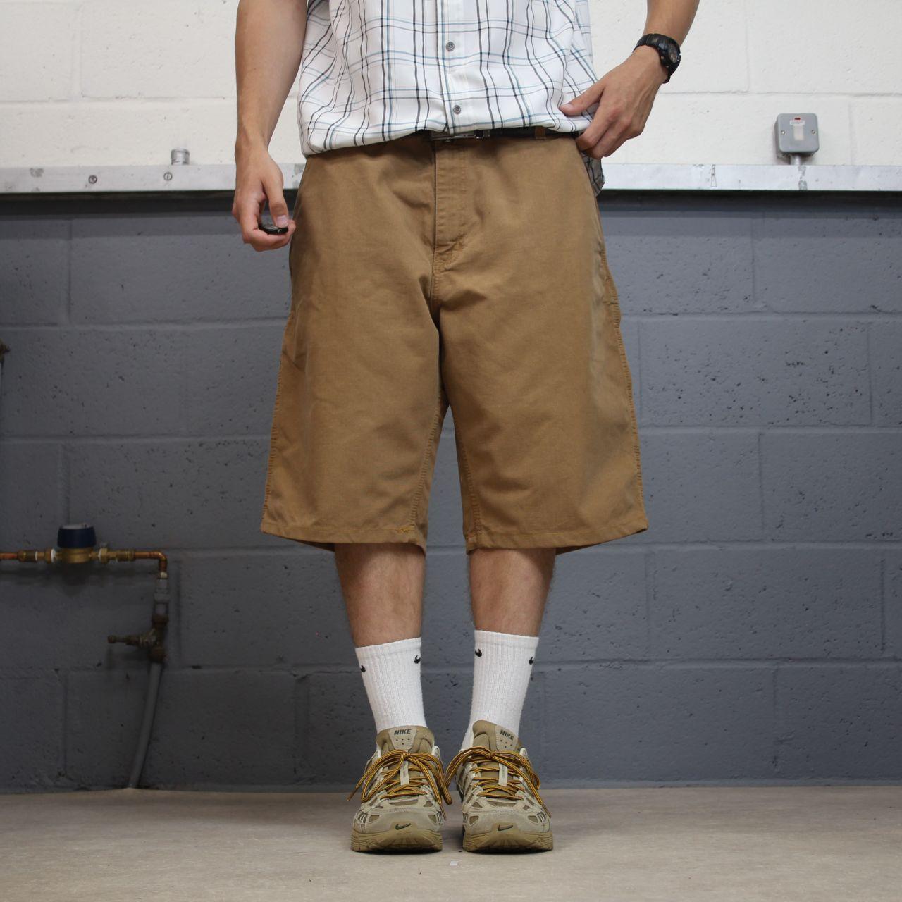 Carhartt carpenter shorts y2k tan Loose skater style canvas cargo work jorts