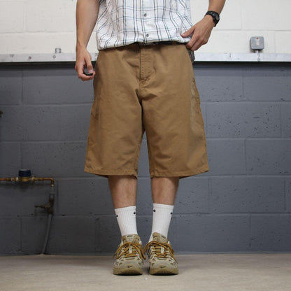 Carhartt carpenter shorts y2k tan Loose skater style canvas cargo work jorts
