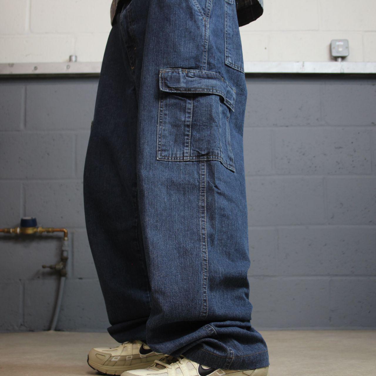 Wrangler baggy cargo pants y2k blue W36L32 Loose fit 100% cotton denim skater work pants utility