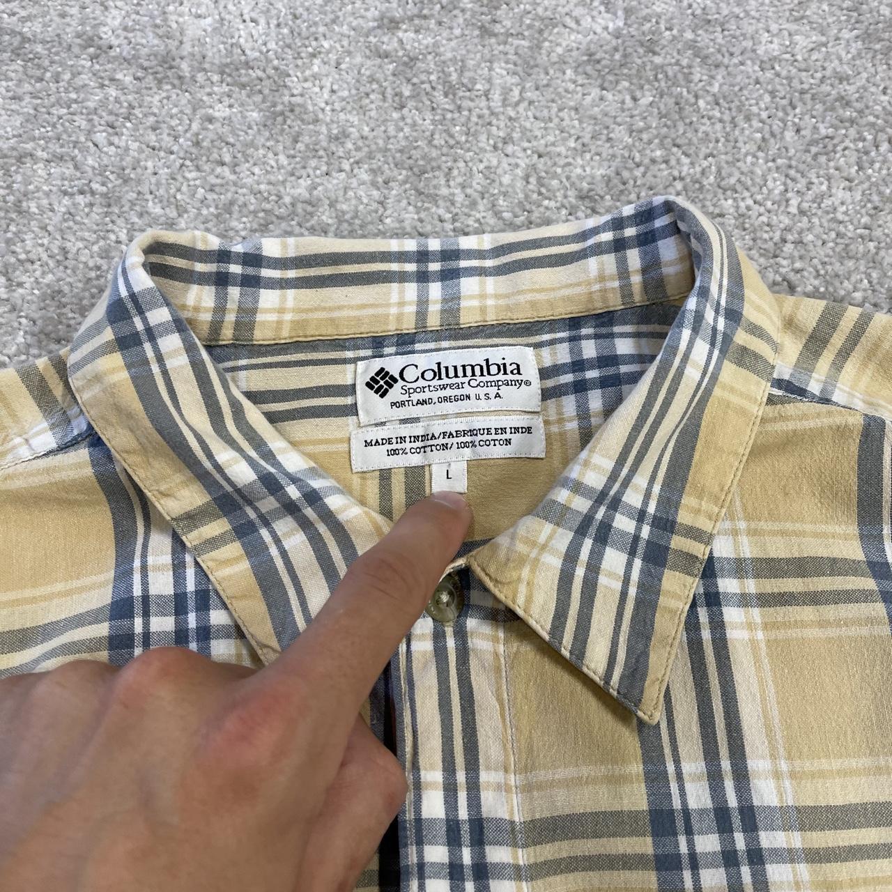 Columbia checkered short sleeve shirt surf yellow Y2K festival button down check shirt summer