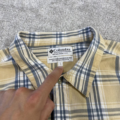 Columbia checkered short sleeve shirt surf yellow Y2K festival button down check shirt summer