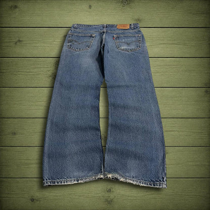 Y2K Levi’s 517 jeans bootcut washed blue Bootcut 5 pocket pants belt loops red tab logo