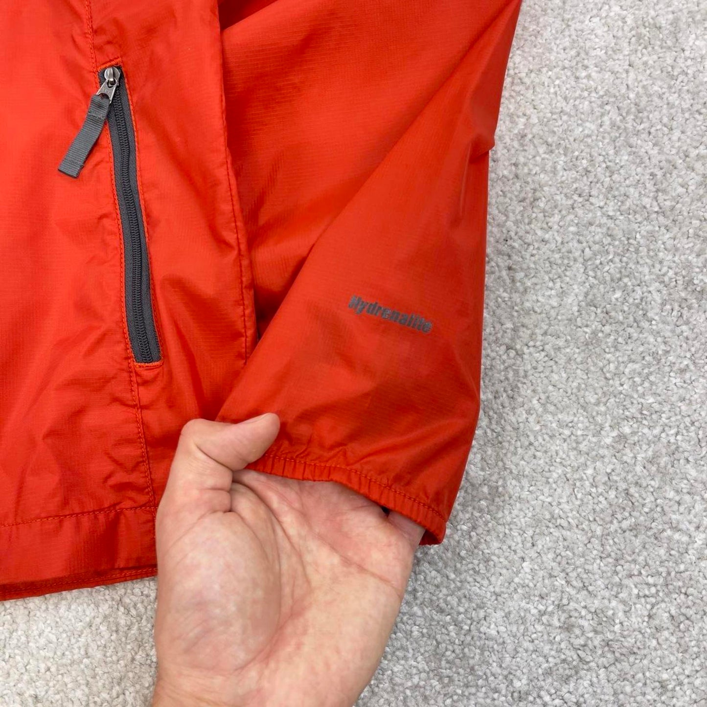Orange packable North Face Hydrenalite jacket Boys Large y2k style hooded full zip windbreaker coat