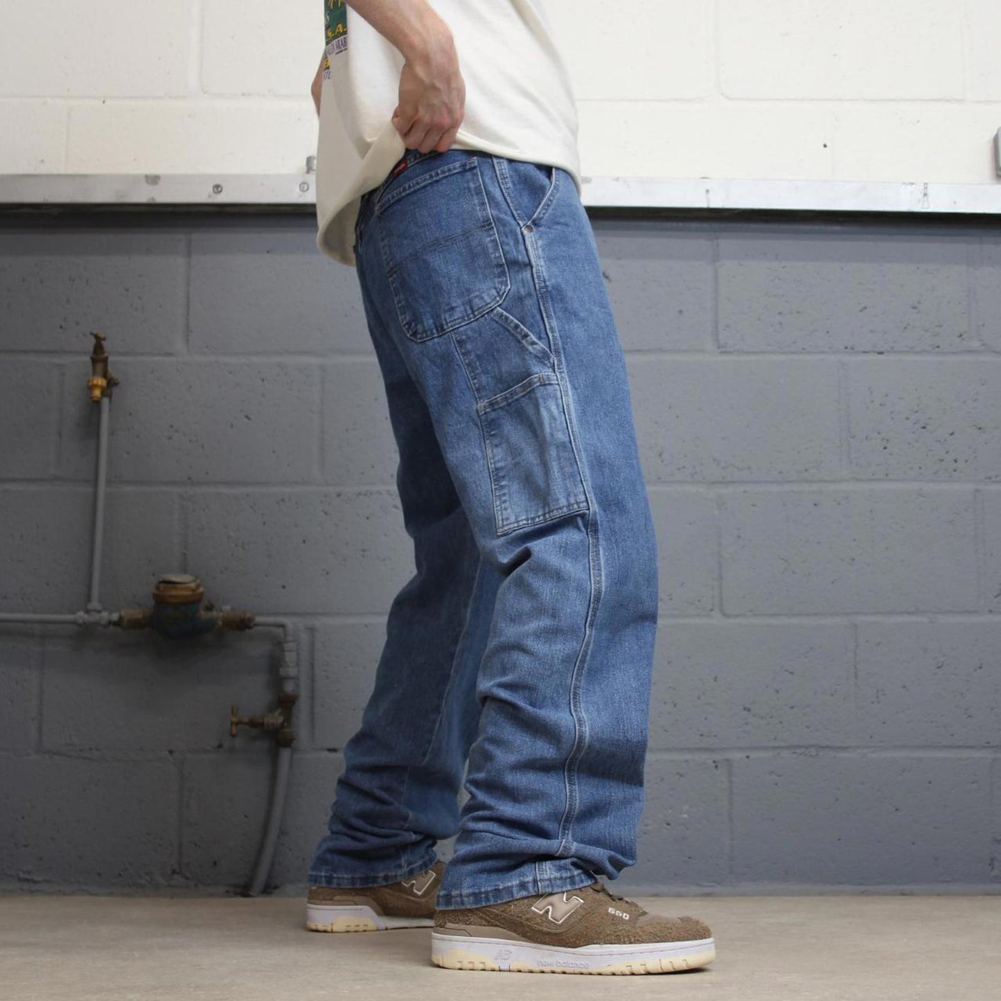 Blue Wrangler carpenter jeans W36L34 loose cargo skater style jeans