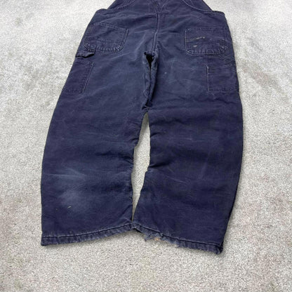 Navy FR Carhartt dungarees W42L32 mens quilt lined canvas overalls utility worker