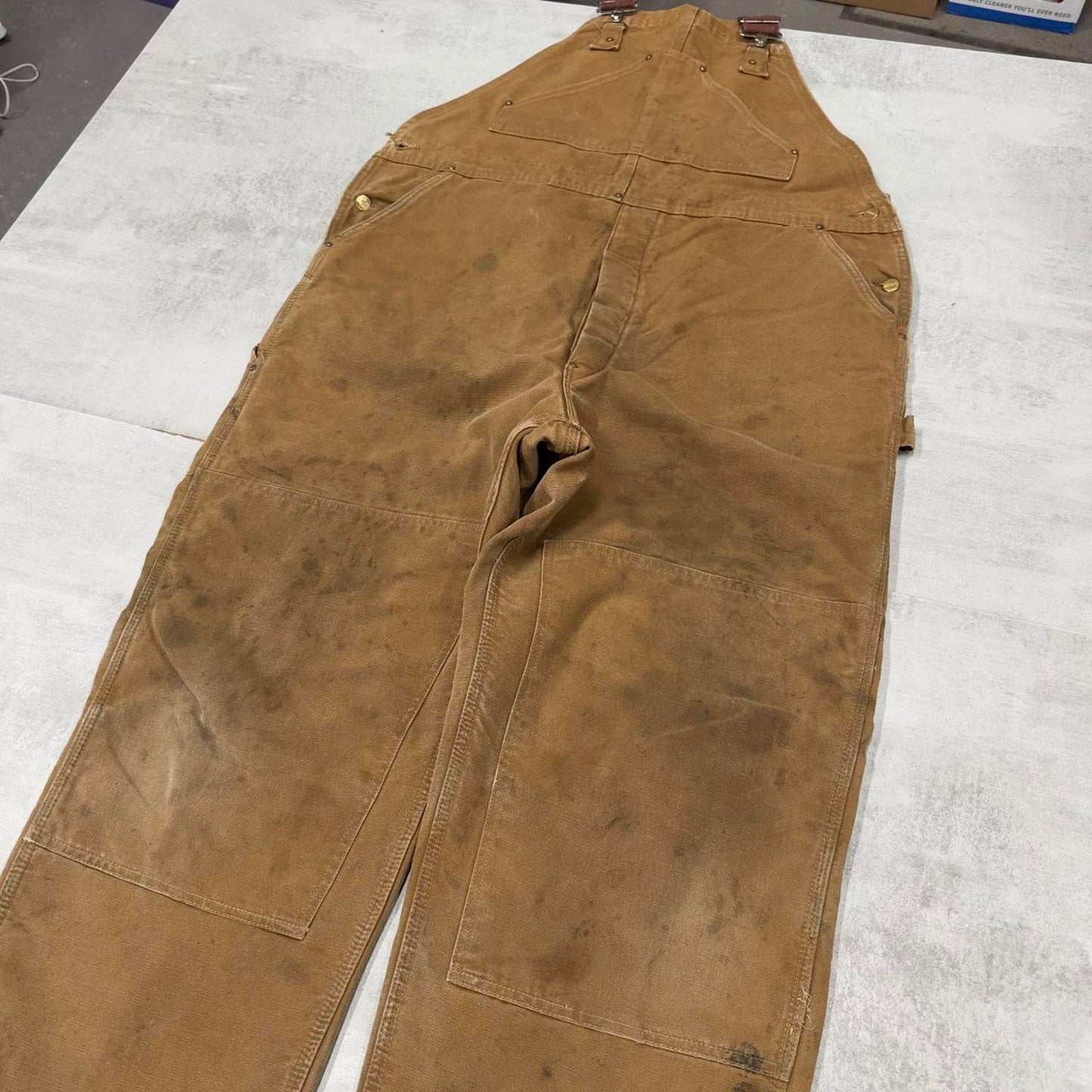 Vintage Carhartt dungarees W44L30 mens canvas overalls tan utility worker