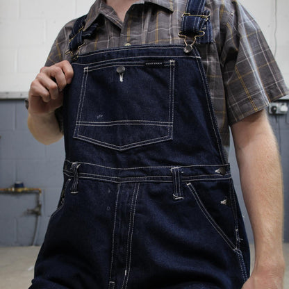 Vintage baggy denim dungaree shorts 00s blue Phat farm detailing and adjustable straps