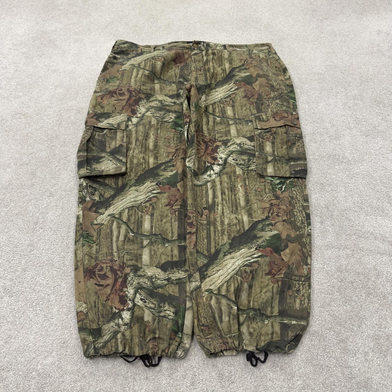 Baggy mossy oak camo cargo trousers hunting style Y2K khaki camouflage outdoors utility trousers