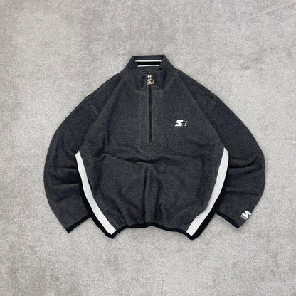 Grey Starter technical half zip up fleece Medium y2k style autumn boxy fit