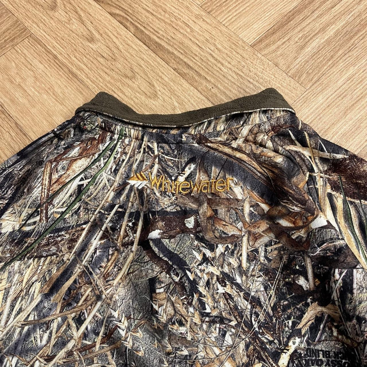 Vintage Mossy Oak camo fleece y2k Whitewater loose camouflage quarter zip fleece