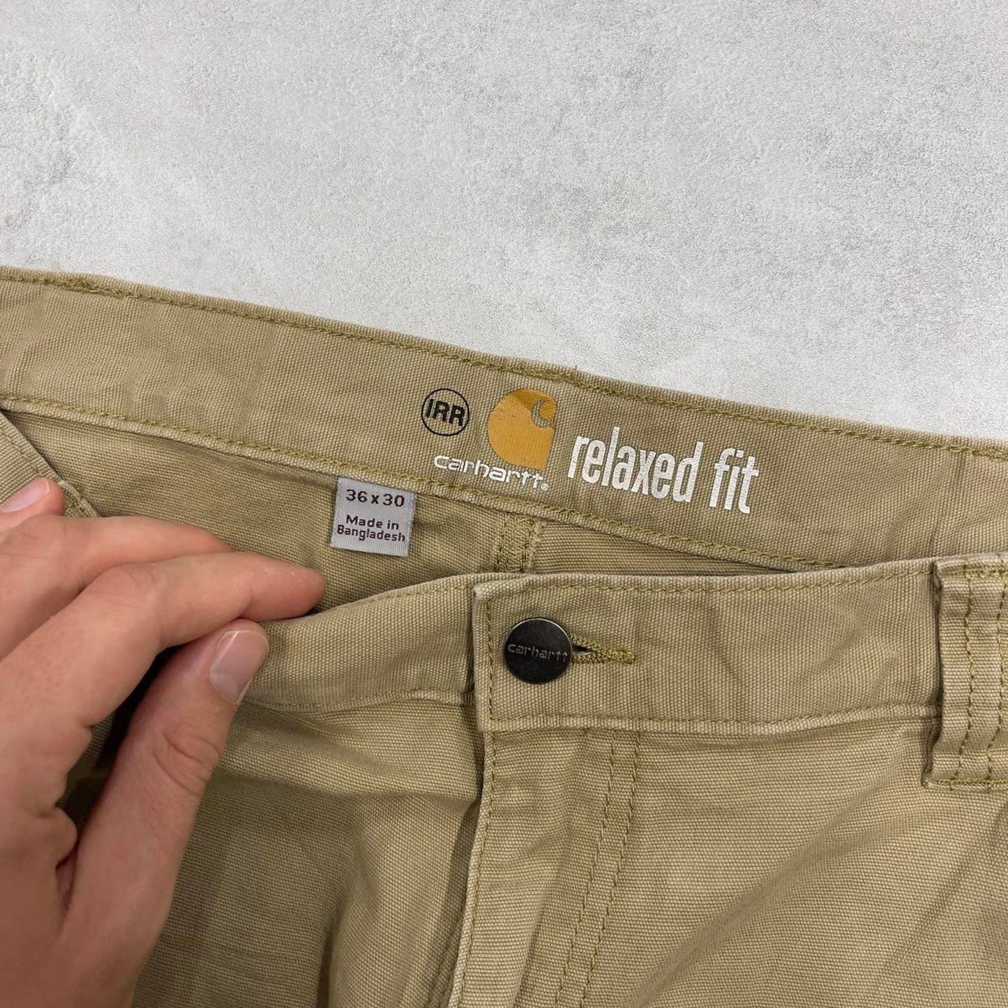 Mens Carhartt carpenter pants W36 L30 tan relaxed 90s style cargos
