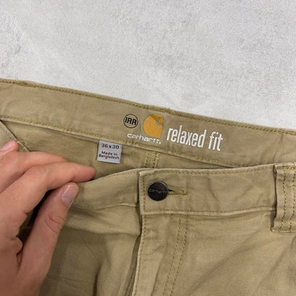 Mens Carhartt carpenter pants W36 L30 tan relaxed 90s style cargos