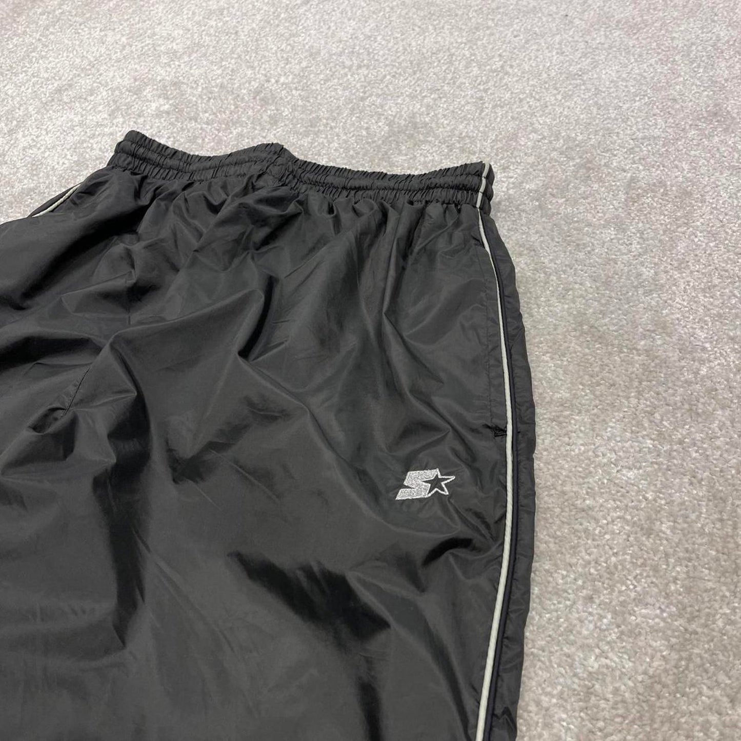 Vintage y2k Starter tracksuit bottoms black Loose embroidered track pants ankle zips