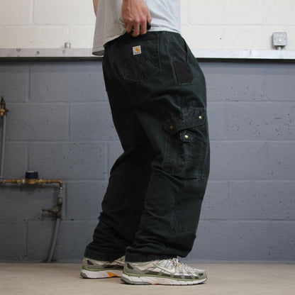 Carhartt carpenter jeans loose leg faded black Loose relaxed canvasy skate style cargo work pants