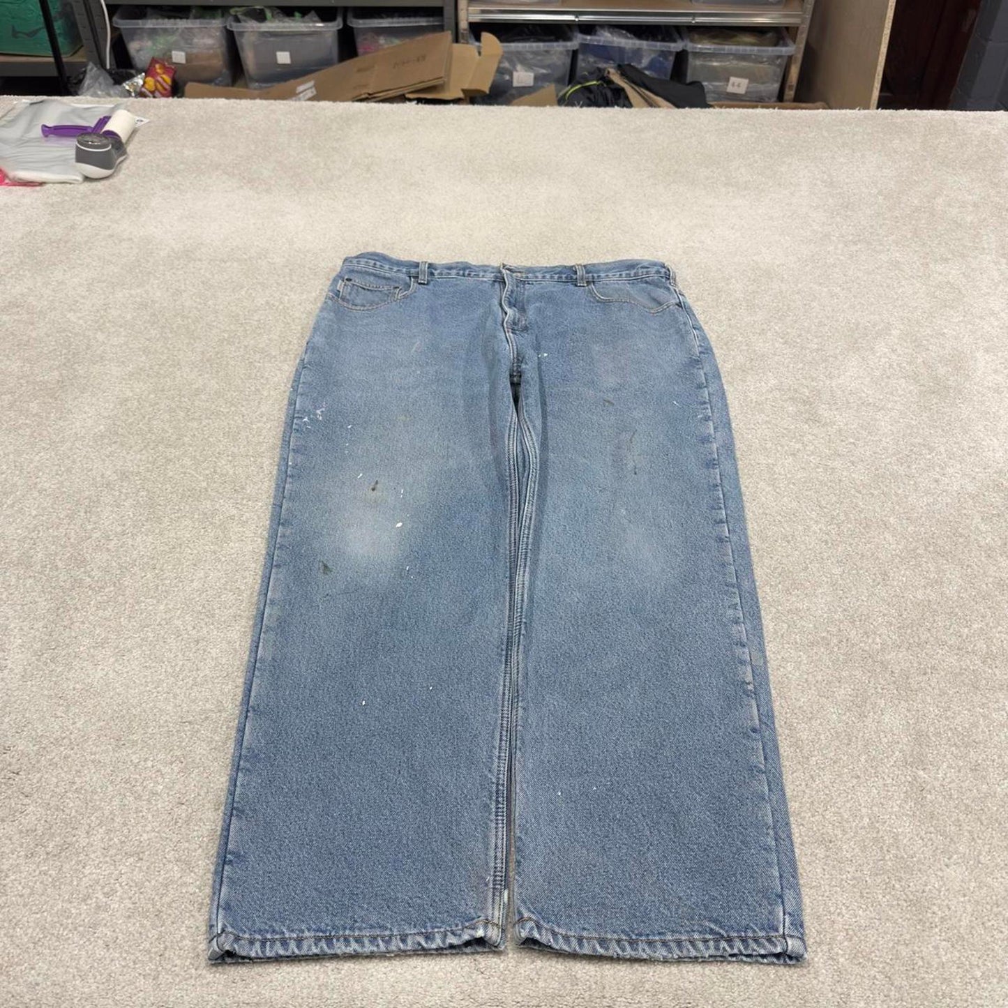 Y2K baggy Carhartt denim jeans blue Loose fleece lined skate style workwear pants