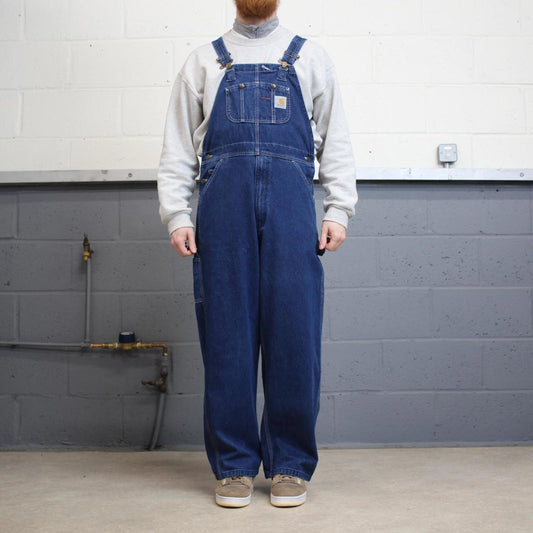 Y2k baggy Carhartt Dungarees wide-leg overalls blue Denim bib & brace utility workwear