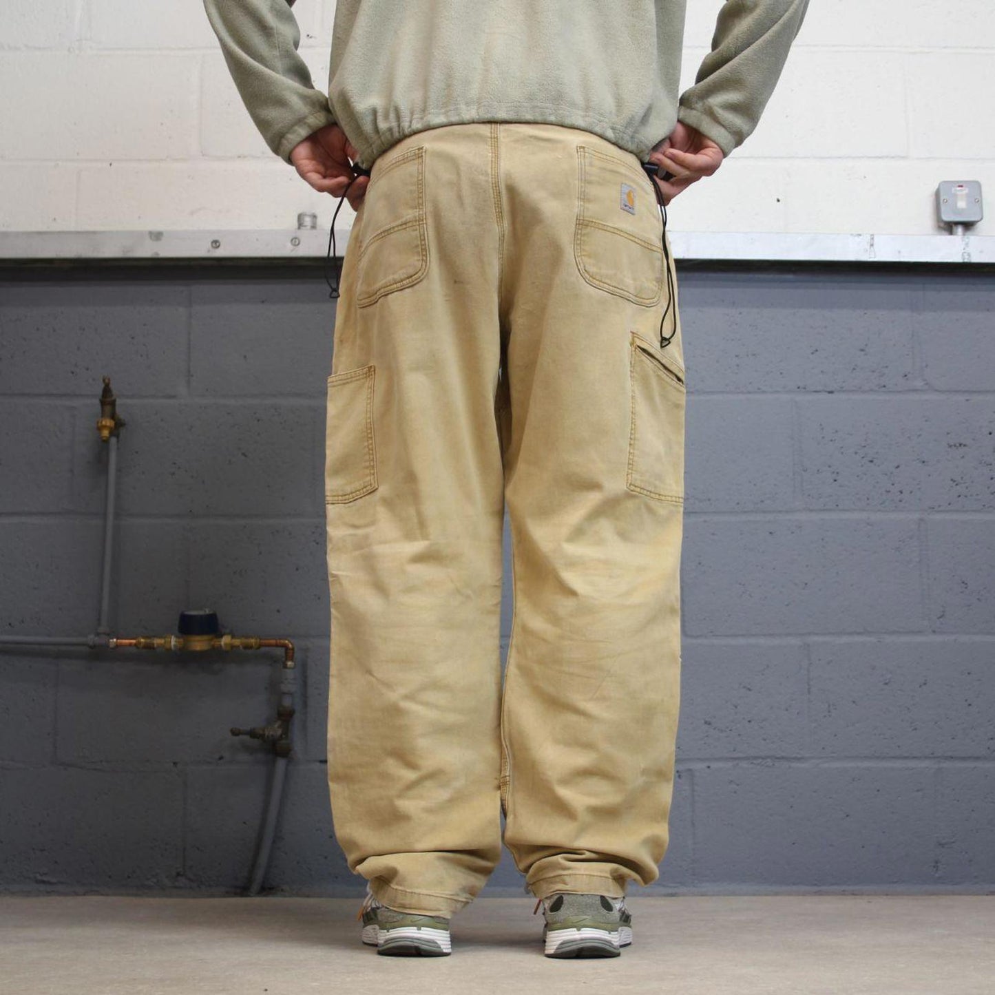Y2K Carhartt double knee carpenter jeans tan Relaxed fit canvasy skate style workwear cargo pants