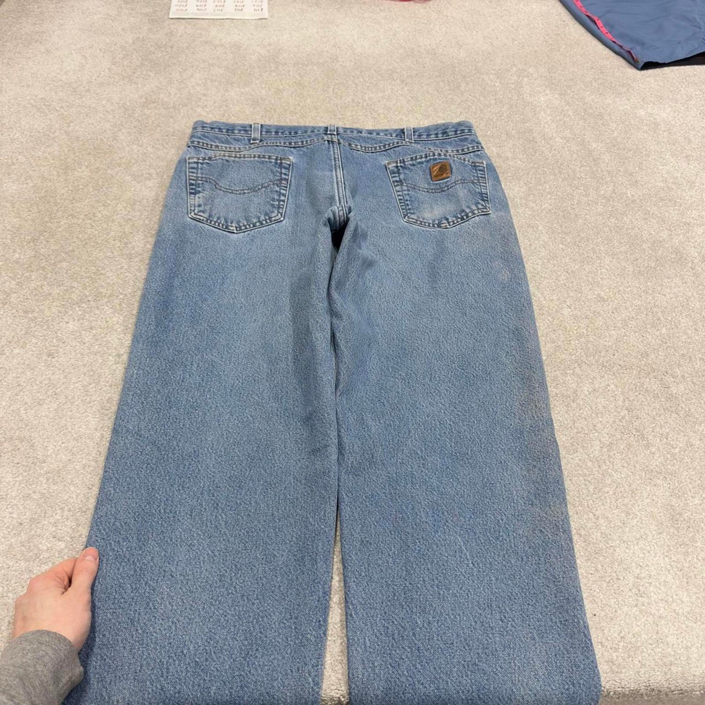 Baggy Y2K vintage Carhartt jeans blue Loose fleece lined denim skate style work pants