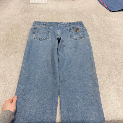 Baggy Y2K vintage Carhartt jeans blue Loose fleece lined denim skate style work pants