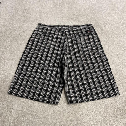 Dickies baggy checkered shorts chino black Skater / surf style check shorts carpenter festival