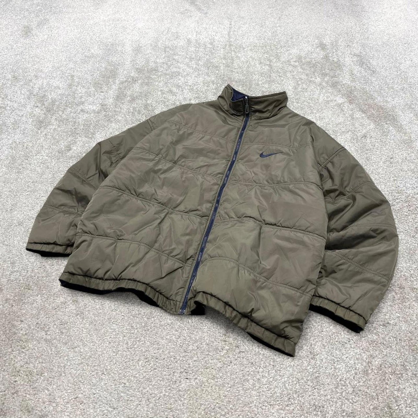 Reversible Nike technical jacket XXL men's y2k 00s style padded tech coat embroidered Swoosh