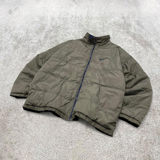 Reversible Nike technical jacket XXL men's y2k 00s style padded tech coat embroidered Swoosh