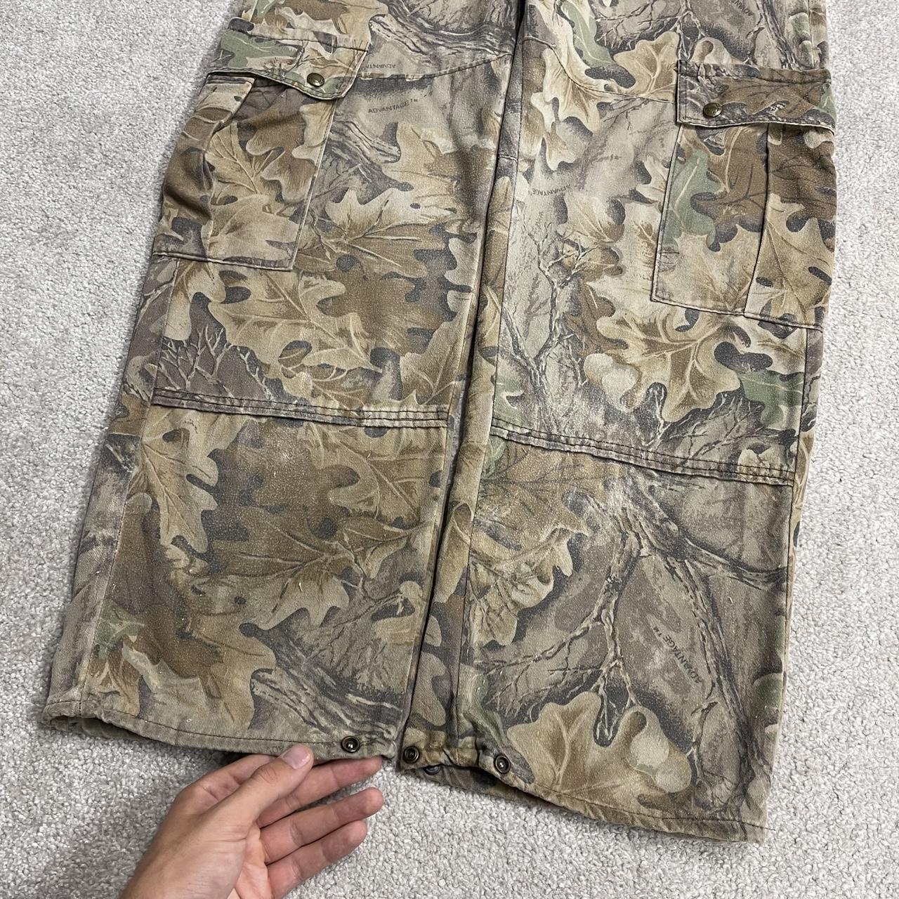 Cabela’s camo dungarees loose fit khaki Vintage Advantage camouflage bib & brace overalls cargos