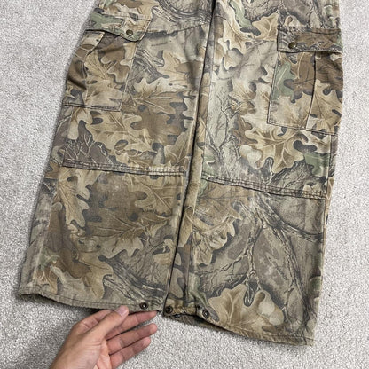 Cabela’s camo dungarees loose fit khaki Vintage Advantage camouflage bib & brace overalls cargos