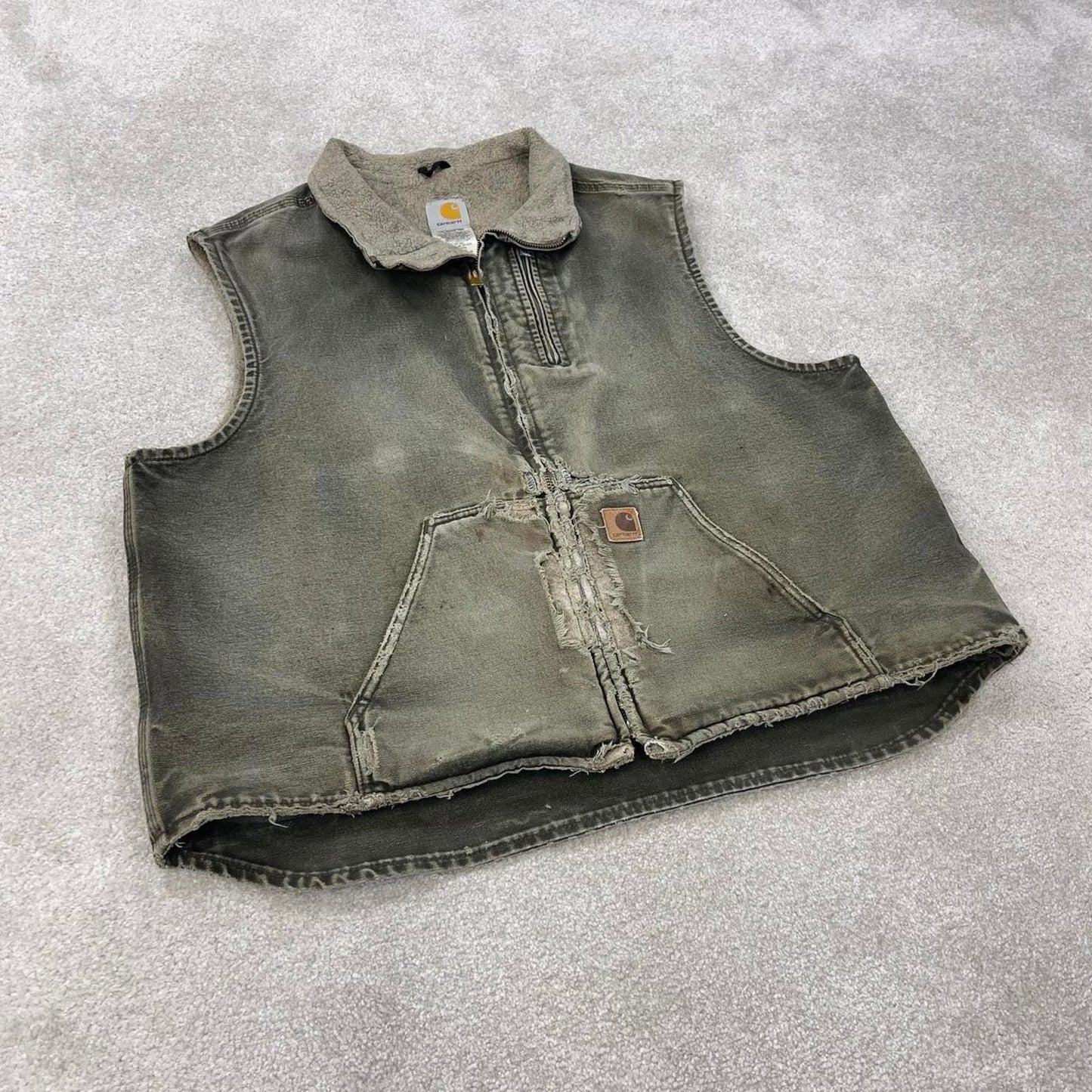 Green vintage Carhartt gilet 2XL sandstone canvas