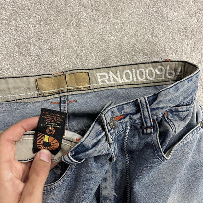 Akademiks baggy jeans y2k washed blue W32L34 Wide leg heavy denim utility pockets cargo skater pant