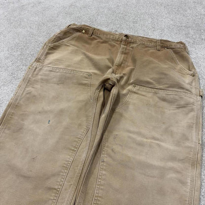 Double knee Carhartt baggy carpenter jeans Wide leg tan brown thick canvas skate cargo work pants