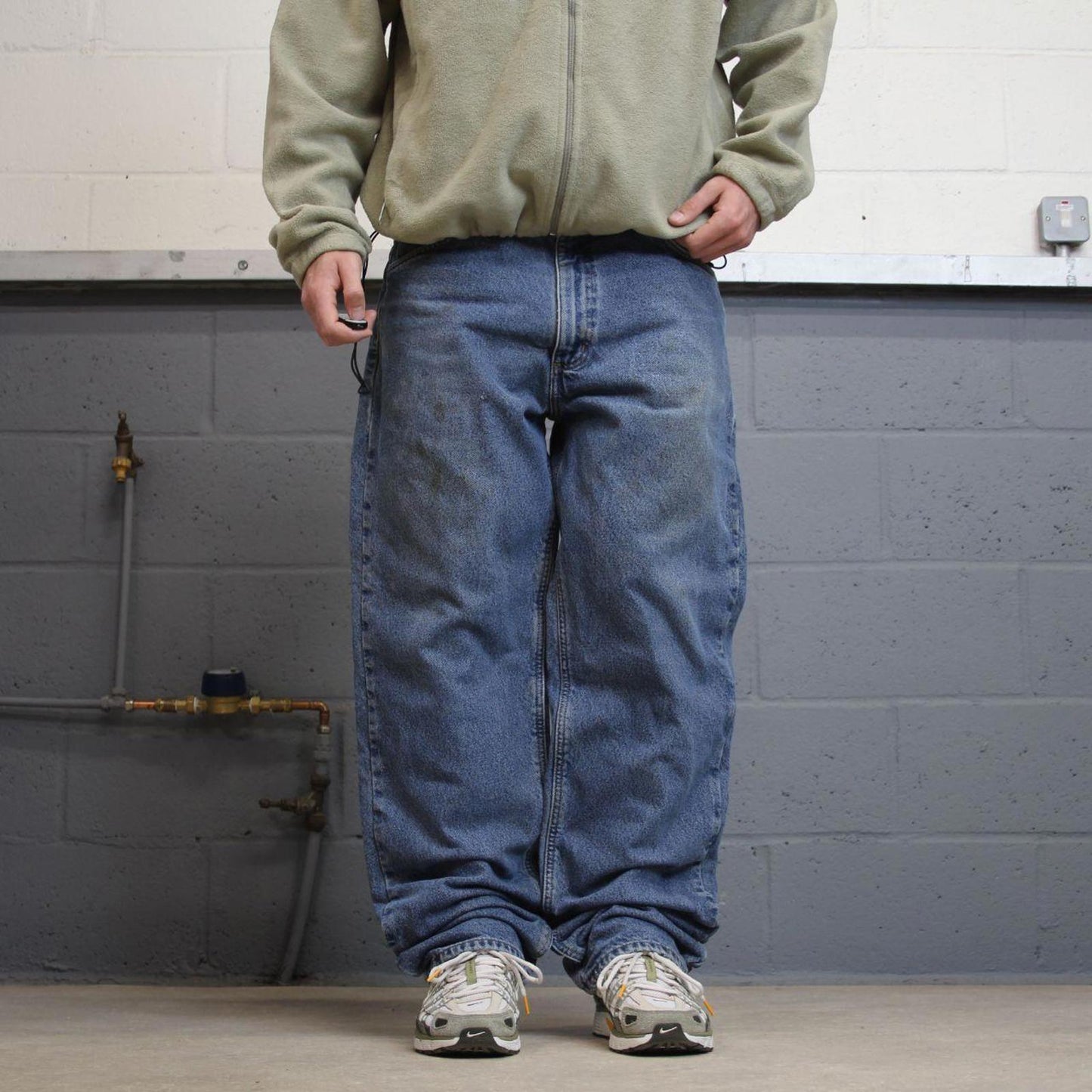 Vintage Y2K Carhartt jeans checkered lining blue Loose flannel skate style workwear pants