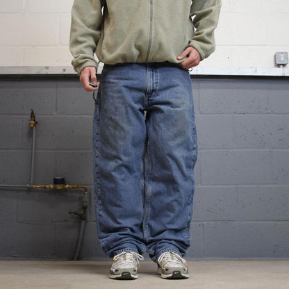 Vintage Y2K Carhartt jeans checkered lining blue Loose flannel skate style workwear pants