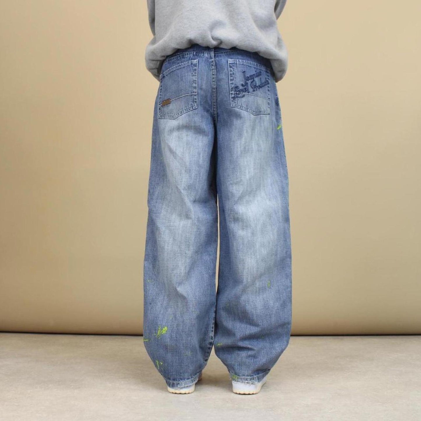 Blue Akademiks jeans W29L30 big embroidered y2k stitch design loose fit