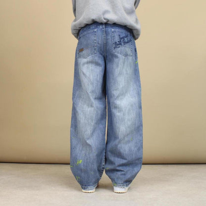 Blue Akademiks jeans W29L30 big embroidered y2k stitch design loose fit