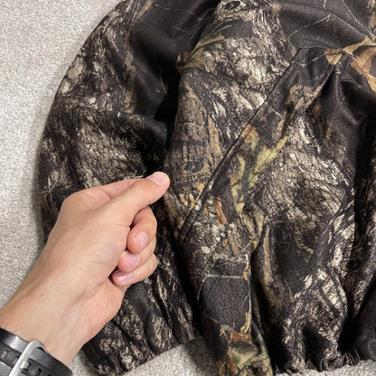 Winchester camo windbreaker fleece jacket khaki Full zip y2k adjustable hooded Mossy Oak camouflage