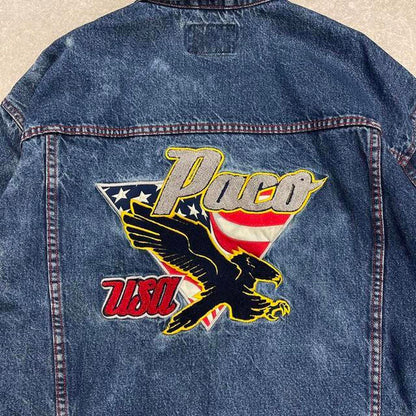 Embroidered Paco USA denim jacket XL