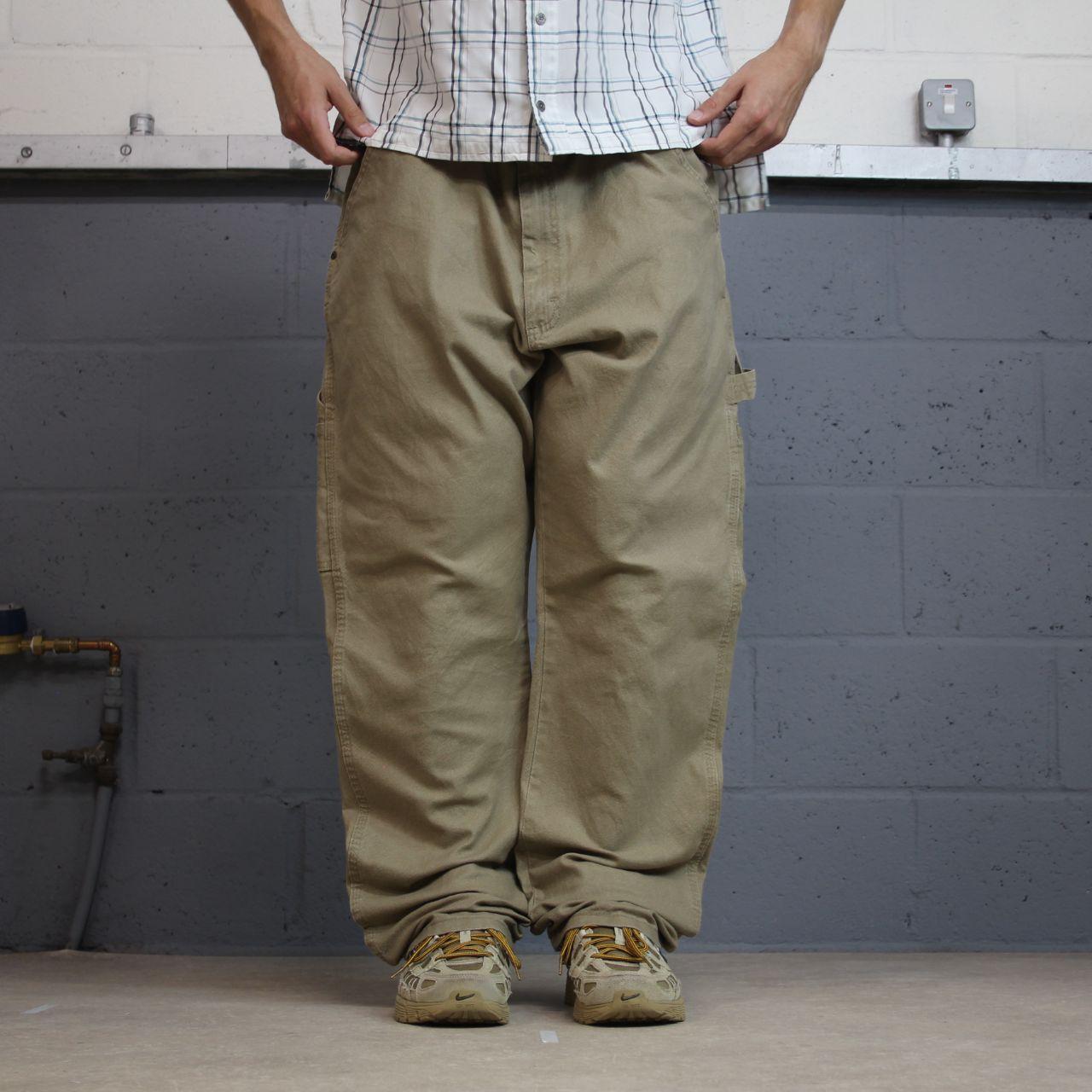 Y2K Wrangler carpenter jeans loose straight leg khaki beige Straight leg skater style work cargos