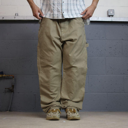 Y2K Wrangler carpenter jeans loose straight leg khaki beige Straight leg skater style work cargos