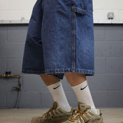 Wrangler baggy carpenter shorts blue Loose leg workwear skater style jorts