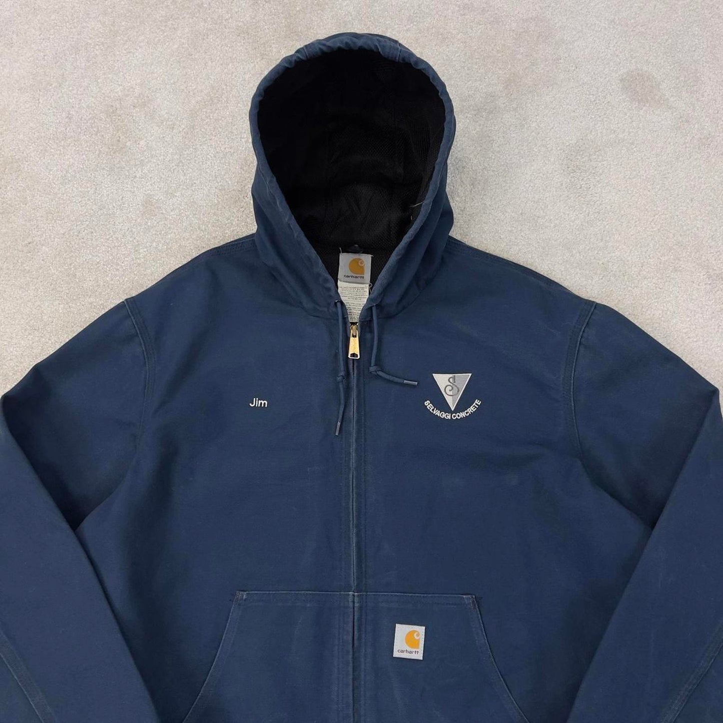 Vintage navy Carhartt hooded active jacket XL canvas bomber