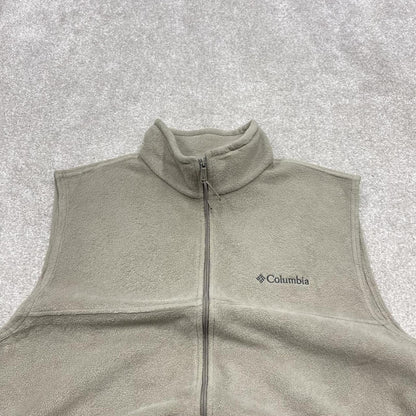 Y2K Columbia technical fleece gilet boxy fit cream large Embroidered logo full zip up summer