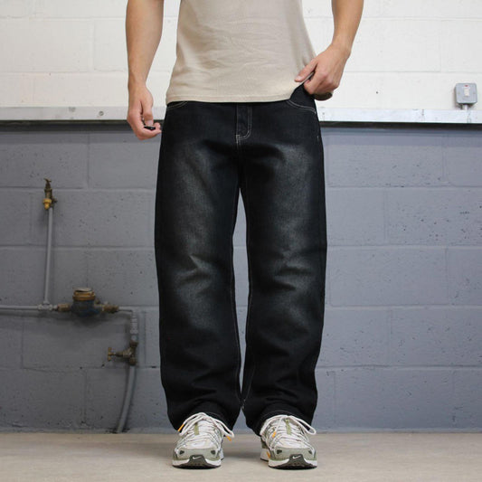 Black RK jeans W38L32 loose Y2K style hip hop embroidered design
