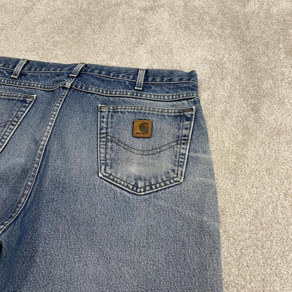 Carhartt denim shorts y2k faded blue Loose skater style work jorts