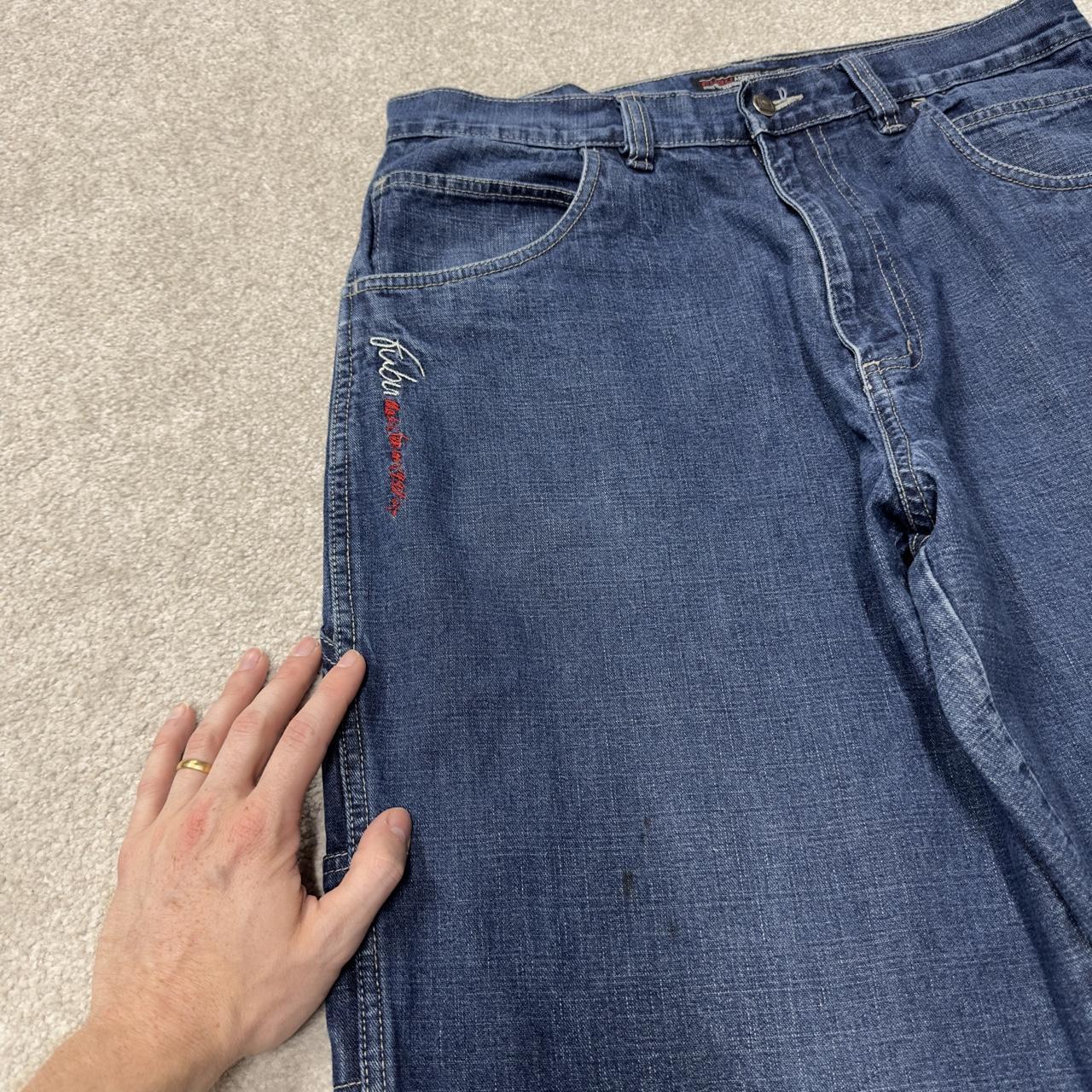 Y2K FUBU baggy carpenter jeans embroidered blue denim Loose wide leg skater surf style cargo jeans