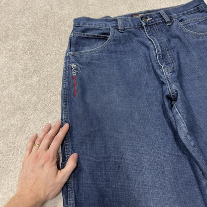 Y2K FUBU baggy carpenter jeans embroidered blue denim Loose wide leg skater surf style cargo jeans