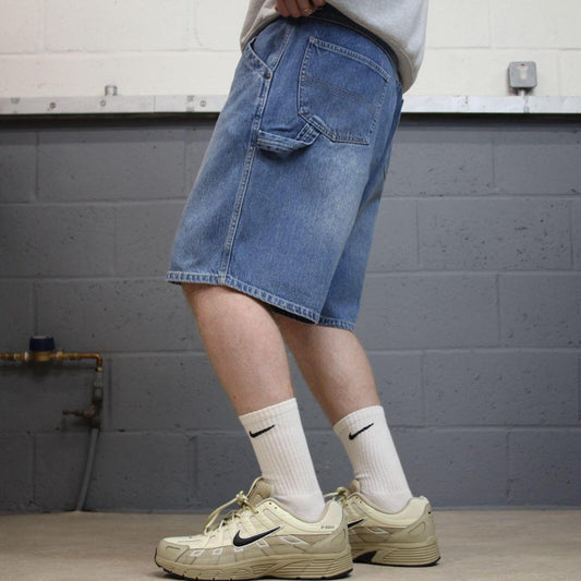 Baggy denim carpenter shorts cargo blue Aeropostale skater style surf jorts