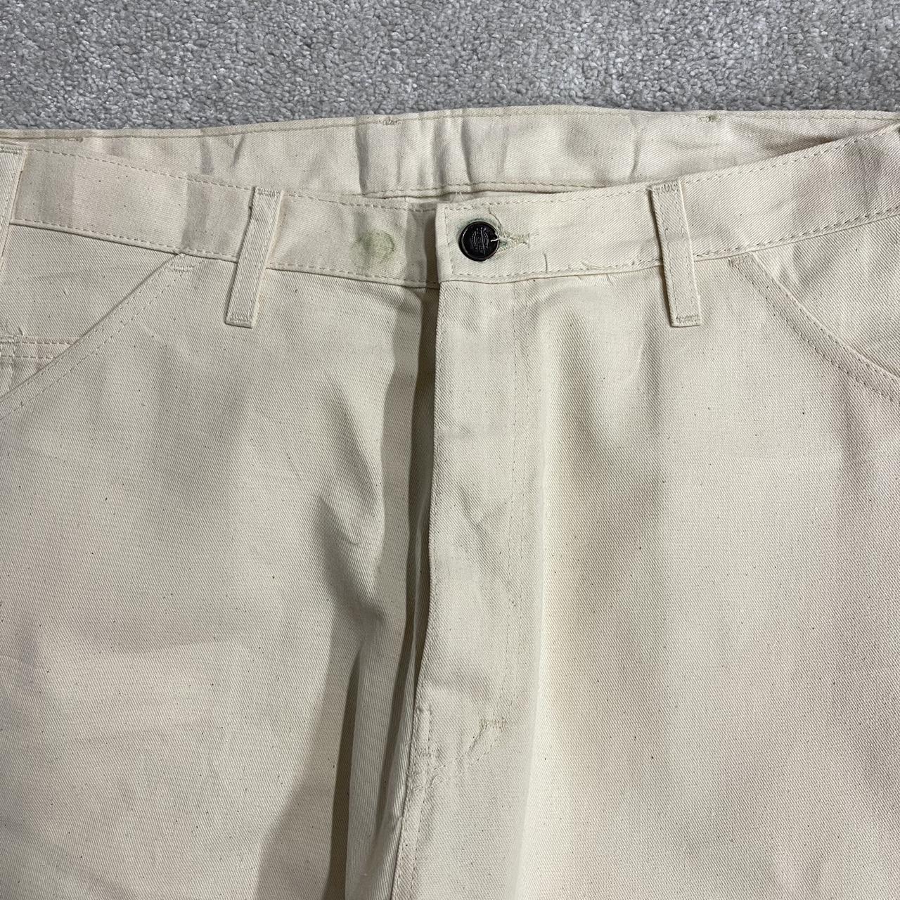 Vintage Dickies baggy carpenter work pants wide leg cream Firm canvas cargo jeans workwear